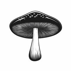Elegant Black and White Mushroom Illustration: Botanical Art for Nature-Inspired Home Decor & Cookbooks