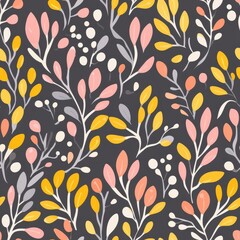 Bright pink and yellow blooms dance on a soft gray canvas, perfect for adding a cheerful touch to fabrics and home decor.