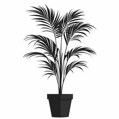Minimalist Houseplant Illustration: Black and White Leafy Palm for Eco-Friendly Home Decor