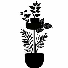 Modern Minimalist Silhouette: Versatile Indoor Plant Design with Eco-friendly Botanical Art