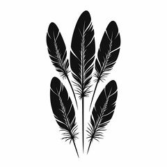 Black Feather Vector Illustration: Boho Design with Floral Pattern for Stylish, Eco-Friendly Decor