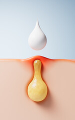 Pore acne and skin health concept, 3d rendering.