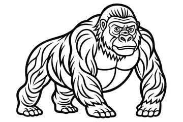 coloring pages for kids for brain development. Gorilla outline vector illustration and ready for print.
