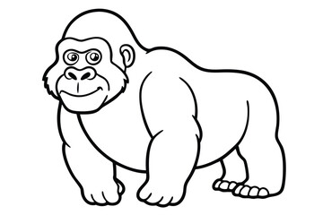 coloring pages for kids for brain development. Gorilla outline vector illustration and ready for print.