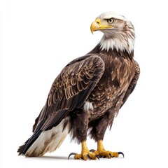 Obraz premium Majestic Brown And White Bald Eagle Isolated On White Background