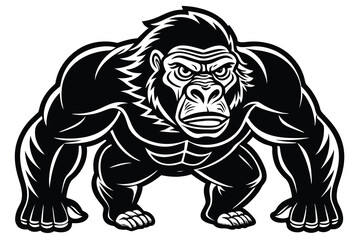 coloring pages for kids for brain development. Gorilla outline vector illustration and ready for print.