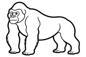 coloring pages for kids for brain development. Gorilla outline vector illustration and ready for print.