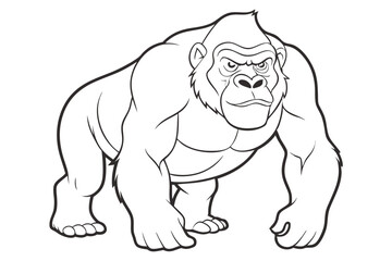 coloring pages for kids for brain development. Gorilla outline vector illustration and ready for print.