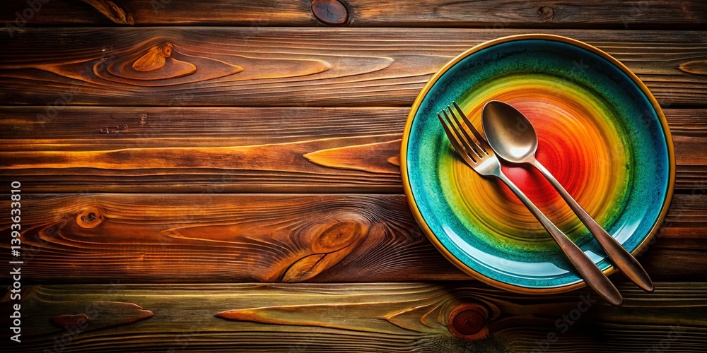 Poster rustic wooden table setting a warm inviting dining experience captured in low light