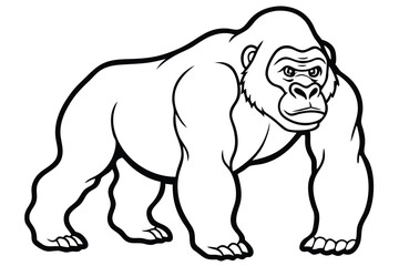 coloring pages for kids for brain development. Gorilla outline vector illustration and ready for print.