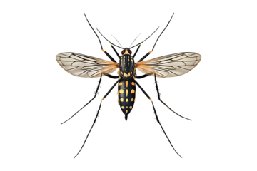 Dangerous Colorful Giant Mosquito isolated on transparent background
