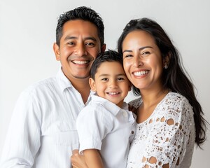 Happy family photo isolated white background