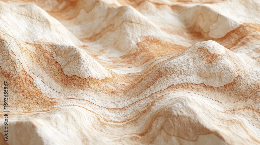 Poster close-up of contour map used for aligning new road design in hilly terrain