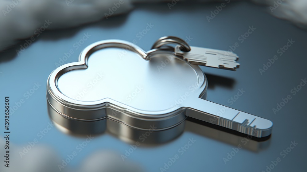 Poster conceptual background showing cybersecurity, cloud data exchange, and encryption keys