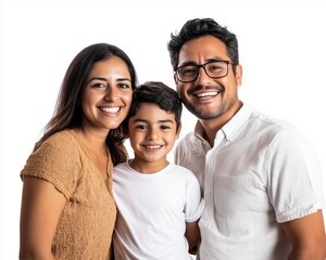 Happy family photo isolated white background
