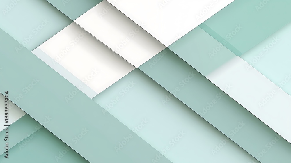 Poster abstract geometric pattern featuring overlapping light green and white diagonal lines, creating a se