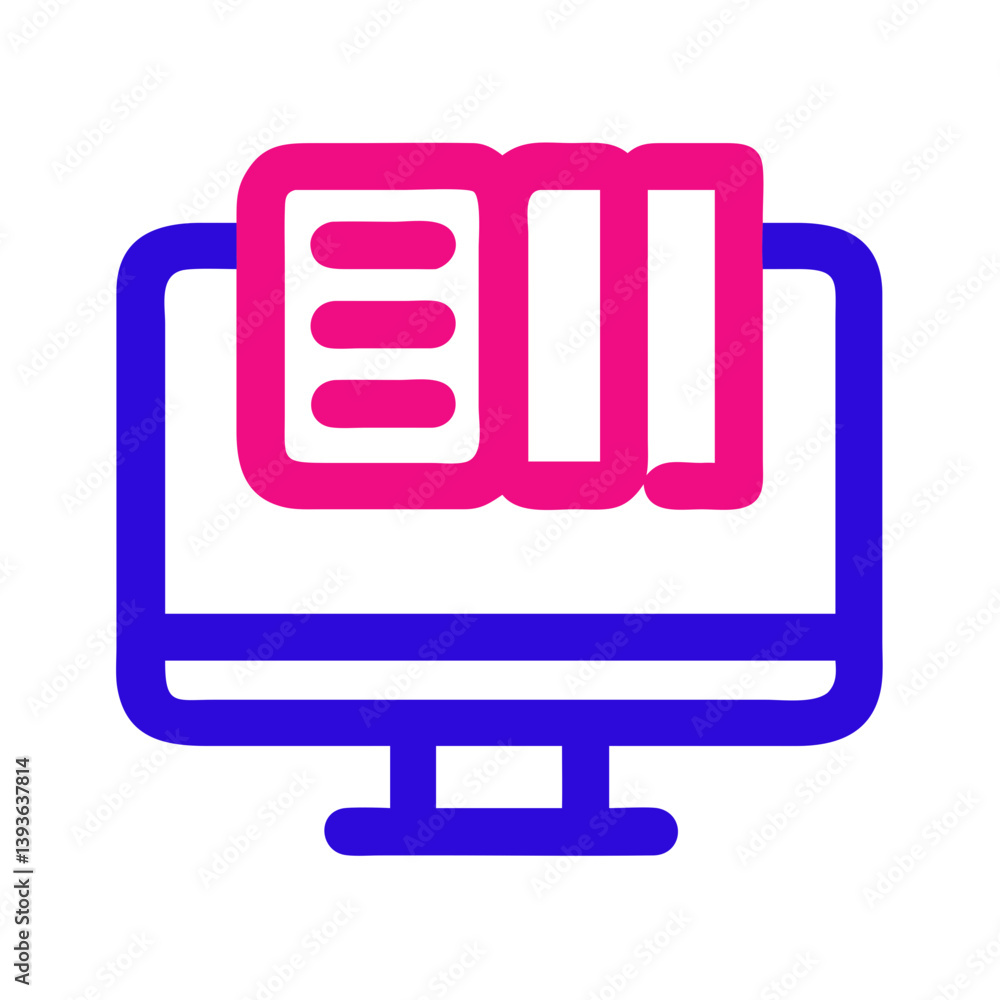 Poster digital library icon representing online learning and accessibility