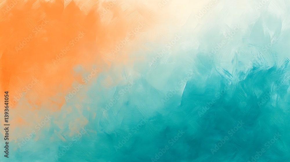 Poster abstract texture showcasing a harmonious blend of orange and teal hues, creating a soothing atmosphe