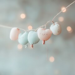 Sweet Heart Balloon Garland  Pastel Decor  Nursery  Baby Shower  Romantic  Bokeh Backgroun
