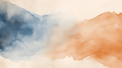 Abstract watercolor background blending soft blue and warm orange hues with delicate textures and smooth transitions for artistic designs