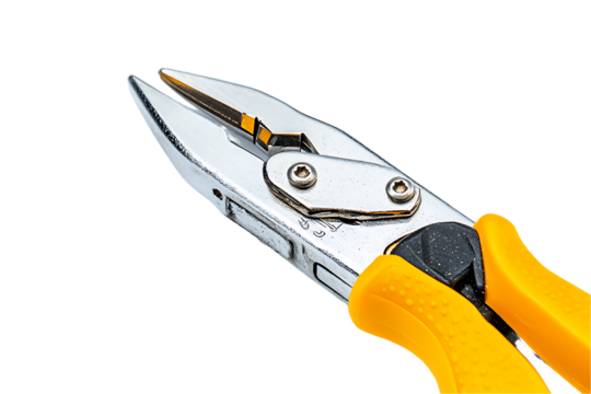 Close-up of Precision Yellow-Handled Stainless Steel Wire Stripping Pliers