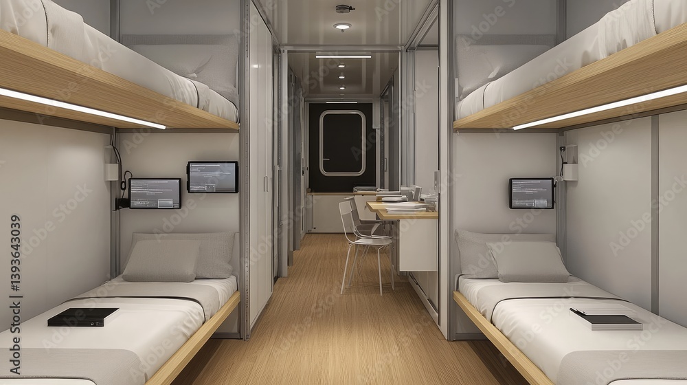 Poster interior of a prefab construction unit with wiring and smart devices partially installed