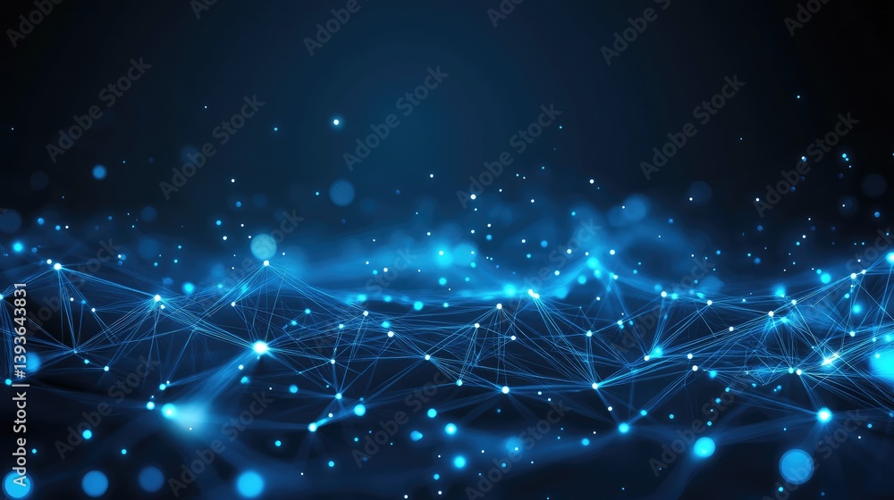 Poster machine learning and ai concept in business with neural network diagram on glowing surface
