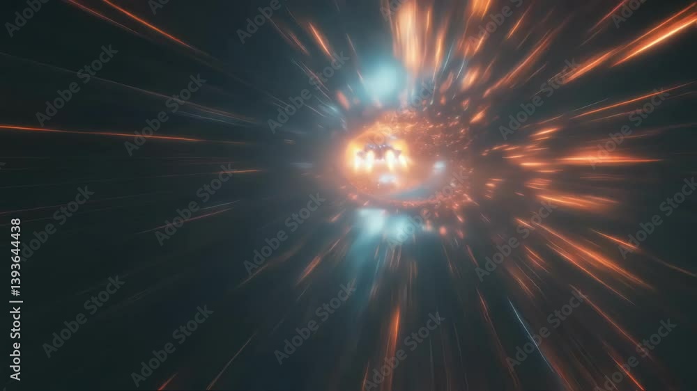 Aufkleber massive wormhole revealing shimmering cosmic portal, spaceship navigating hyperspace with intense li