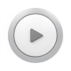 White play button icon on transparent background