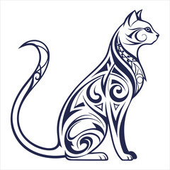Stylized Cat Silhouette with Intricate Organic Patterns