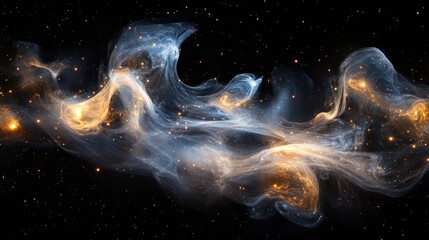 Naklejka premium A mesmerizing cosmic scene showcasing swirling nebulae and distant stars in space.