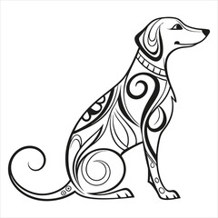 Stylized Cat Silhouette with Intricate Organic Patterns