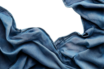 Draped Denim Frame: Textured Blue Fabric Background