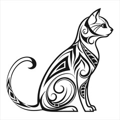 Stylized Cat Silhouette with Intricate Organic Patterns