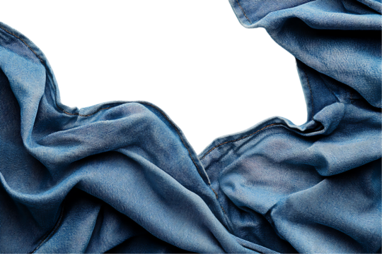 Draped Denim Frame: Textured Blue Fabric Background