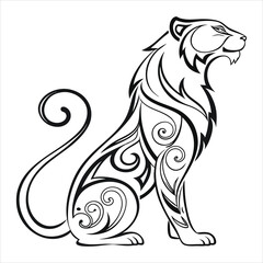 Stylized Cat Silhouette with Intricate Organic Patterns