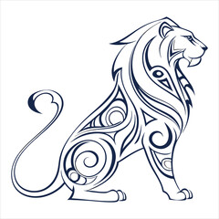 Stylized Cat Silhouette with Intricate Organic Patterns