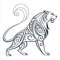 Stylized Cat Silhouette with Intricate Organic Patterns