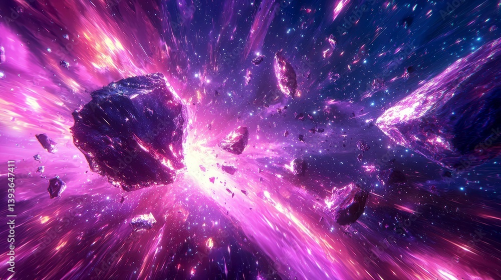 Poster cosmic speed: a vibrant journey through the universe, showcasing a breathtaking explosion of light a