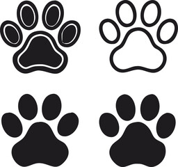Pet Paw Print and Heart Icons Seamless Pattern – Dog Bones, Bowls, Human Hand, Love Symbols – Black, Red, and White Animal Care Design.