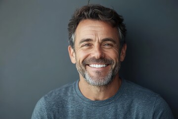 Fototapeta premium Smiling middle aged man looking directly at the camera with joy