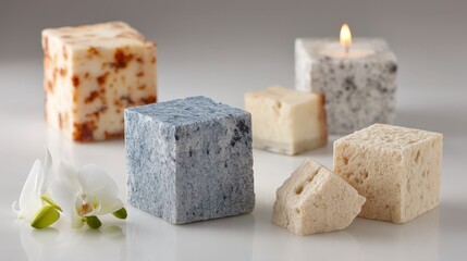 Serene Still Life  Cubes  Orchid  Candle  Spa  Wellness  Relaxation