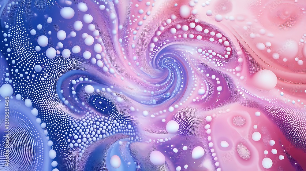 Poster colorful abstract swirl pattern with bubbles and dots creating a dreamy and fluid atmosphere in shad