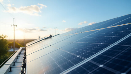 Modern photovoltaic cells installation exhibits advanced solar panel arrays with integrated smart technologies and efficient design for superior energy harvesting performance in  Photo Stock  Concept 