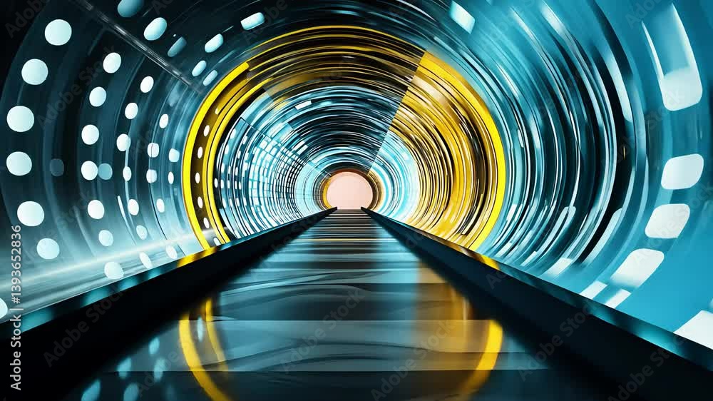Aufkleber abstract glowing tunnel with illuminated circles and reflections