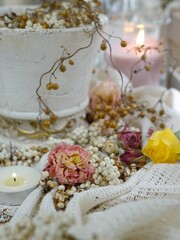 wedding rings and flowers