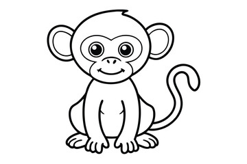 Monkey outline vector illustration and ready for print.