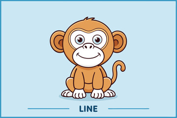 Obraz premium Monkey outline vector illustration and ready for print.
