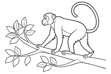Monkey outline vector illustration and ready for print.