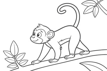 Obraz premium Monkey outline vector illustration and ready for print.